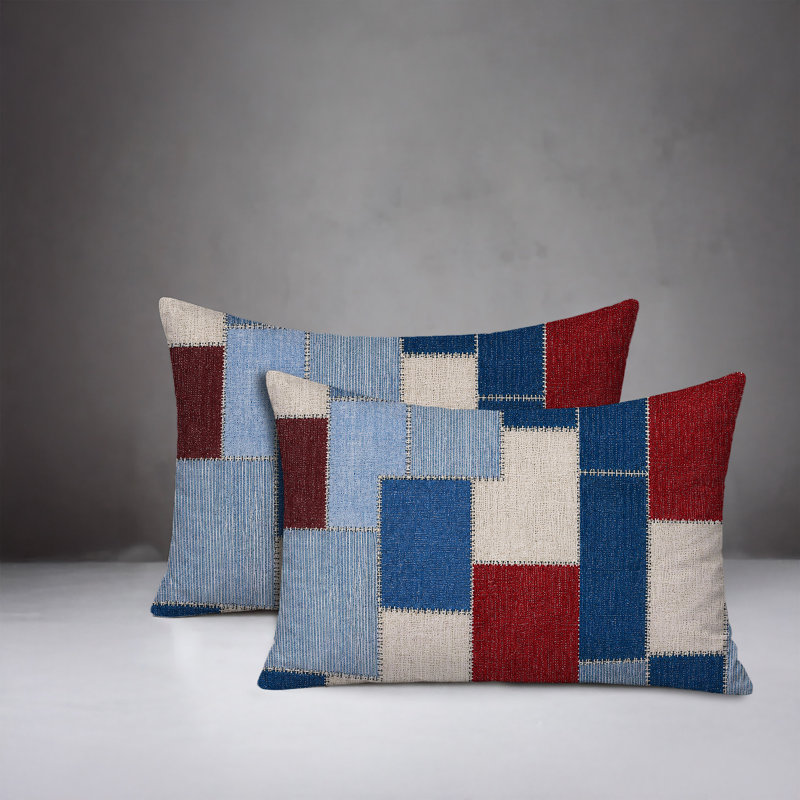 Oreiller réversible intérieur / extérieur Kazie, 20 po x 14 po, Rouge