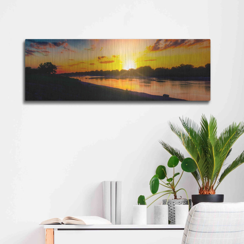 «Llano River Sunset» par Grace Fine Arts, art mural en métal, H 12 po x l 36 po