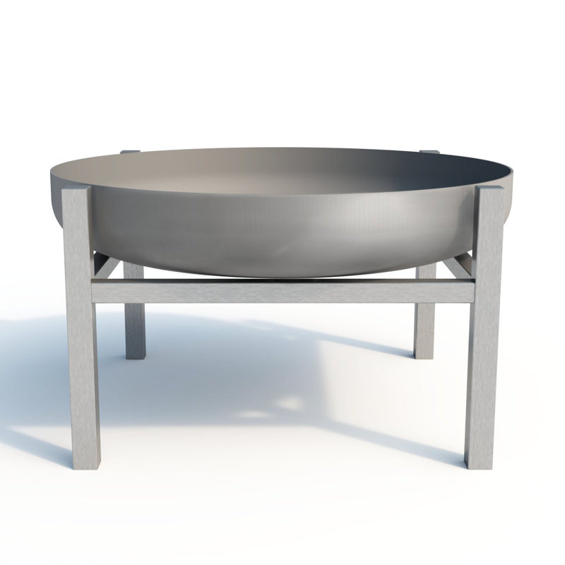 Round Stainless Steel Fire Pit, Silver