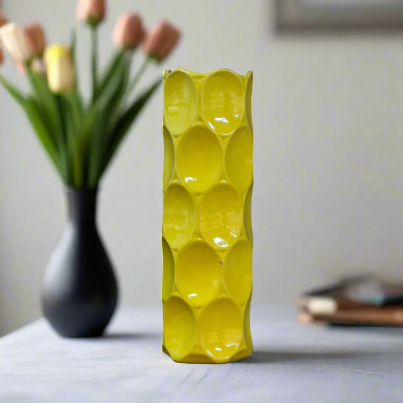 Grier Table Vase, 11" H x 4.5" W x 4.5" D, Yellow