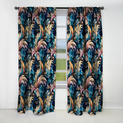 Deco Paisley Elegance I - Rideau floral - Rideau floral occultant en velours - 1 panneau