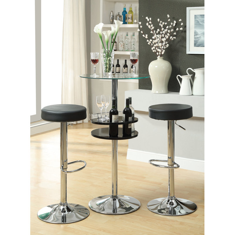 Piermichele Swivel Upholstered Adjustable Height Counter Stool, Black