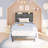 Modern Style Fabric Upholstered Bed XL Twin Size, Platform Bookshelf Bed With Power Outlets-664977269