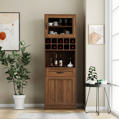 Armoire de cuisine avec armoire de rangement multi-fonctionnelle à plusieurs niveaux, armoire de ferme avec portes en verre, organisateurs de garde-manger pour la cuisine, armoire de bar, salle à manger