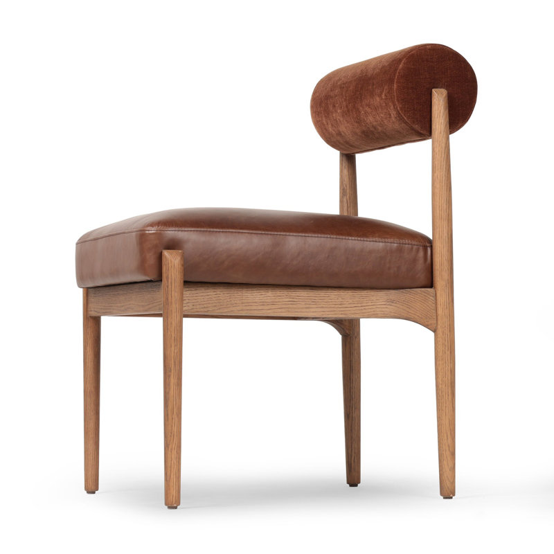Jazelle Dining Chair-Taupe Shearling, Havana Brown Polyester