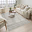 Washable Living Room Motif Traditional Area Rug – Soft Polypropylene Weaving, Low Pile, Non Slip Cotton Backing for Elegant Indoor Spaces, Grey-2127896726
