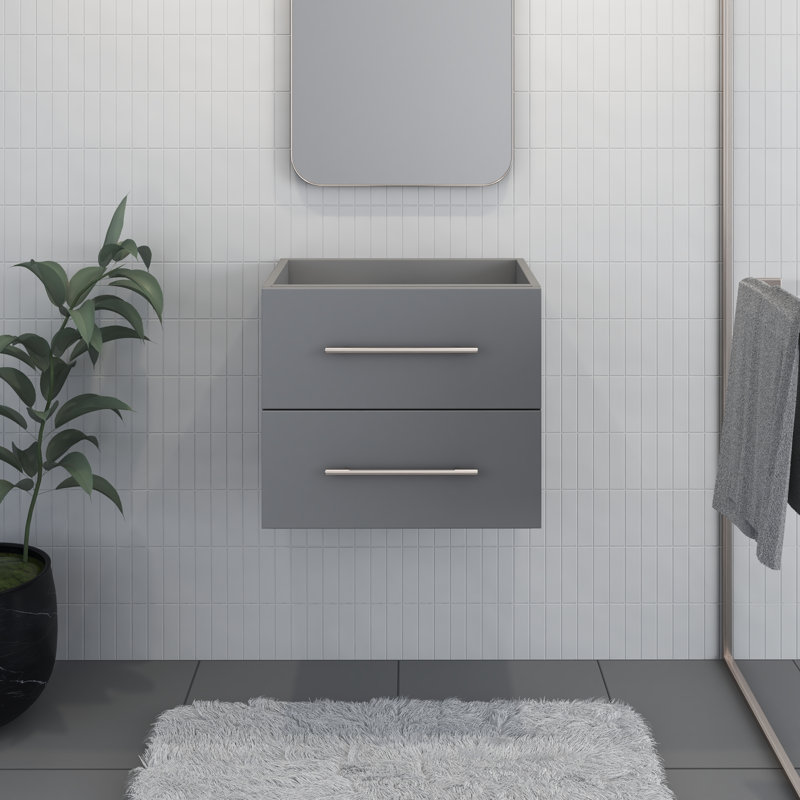 Base de salle de bain simple à fixation murale 23,5 po meuble-lavabo Abdirahman, Gris