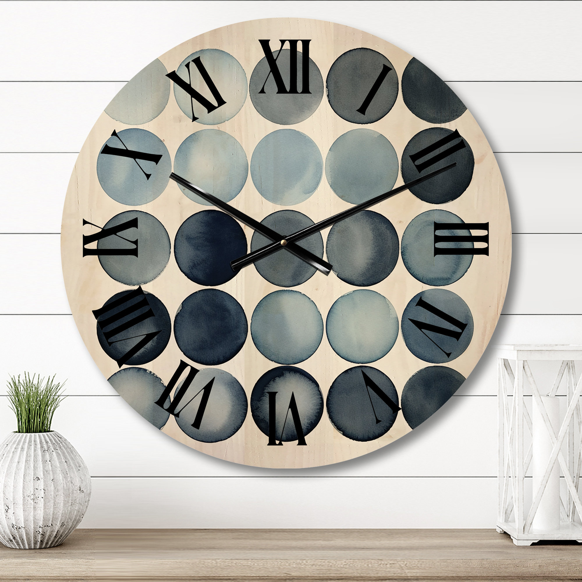 East Urban Home Universal Grid Circular Watercolor Retro Blue V ...