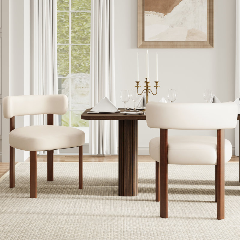 Chaise d'appoint rembourrée en similicuir, Beige