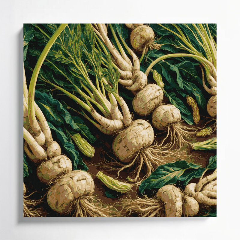 Légumes, art mural sur toile vert Arracacha, H 16 po x l 16 po