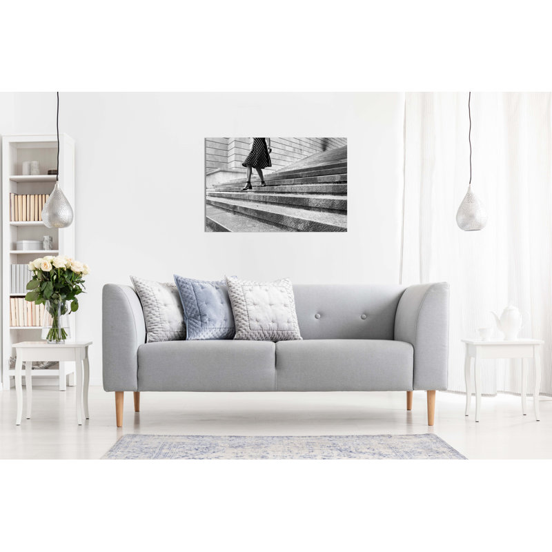 Walking Woman On Street Fashion - Wrapped Canvas Print, 41cm H x 61cm W