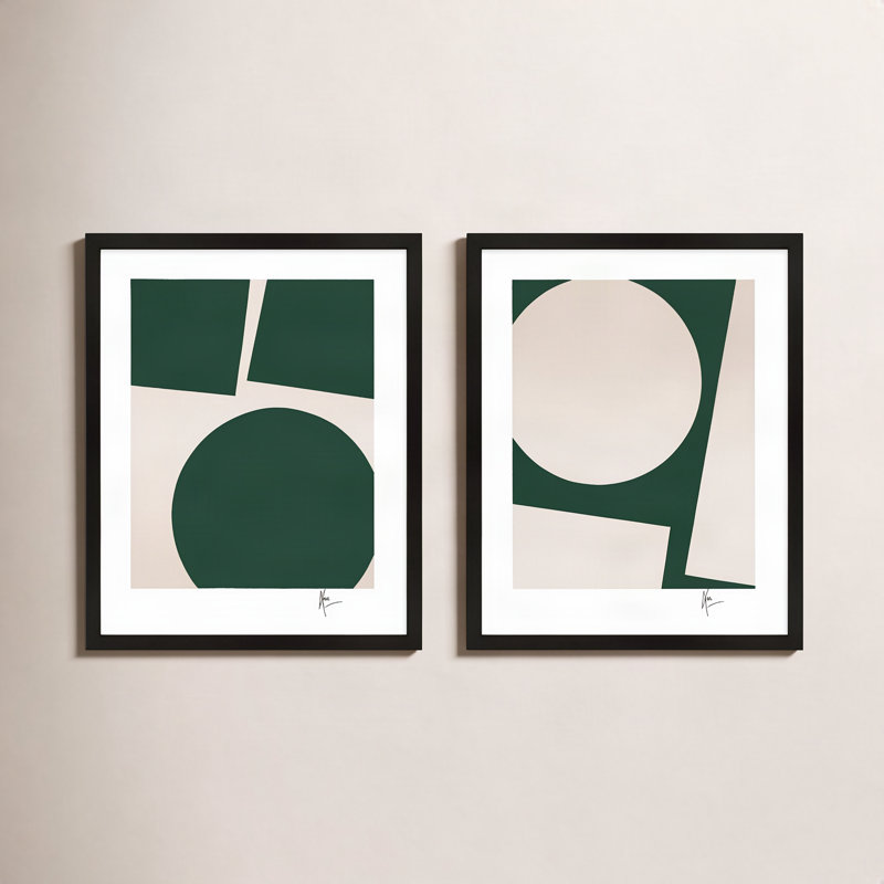 You & Me In Green Set Of 2 By Lee Lessem - Framed Wall Art, 50" H x 80" W x 1.25" D, Black