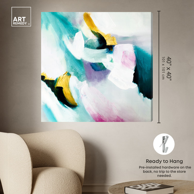 Large Blue and Gold Abstract Canvas Wall Art