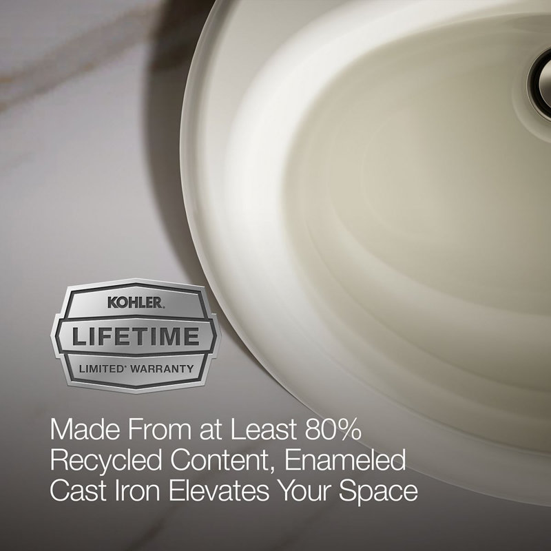 Farmington Metal Oval Drop-In Bathroom Sink with Overflow, Biscuit, 4" Center