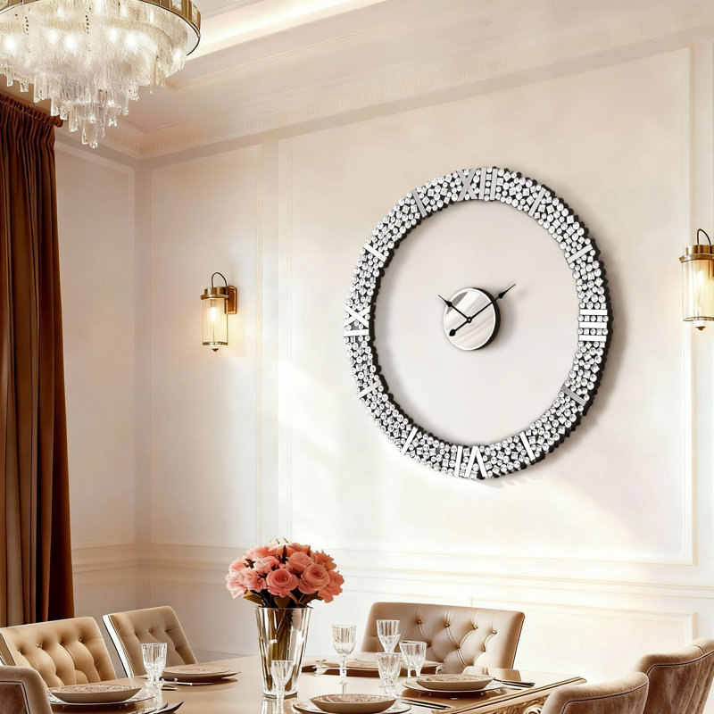Horloge murale ronde en cristal avec cadre pliable