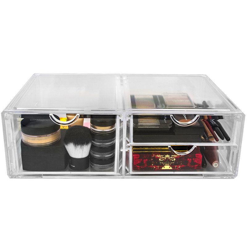 3-Drawer Cosmetic Acrylic Organizer, Stackable, Large in Clear