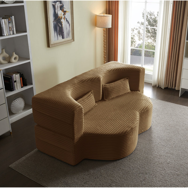 Lit double en velours côtelé pliable pleine grandeur avec deux coussins supplémentaires, parfait pour les dortoirs universitaires et les espaces compacts limités