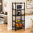 5 Tier Metal Wire Shelving Unit In Black, Suitable For Living Room, Bedroom, And Laundry, With 5.12 - Inch Vertical Poles 1.18 1.37 Shelves, Heavy Duty Design, Easy Tool Assembly, Baked Paint Scratch