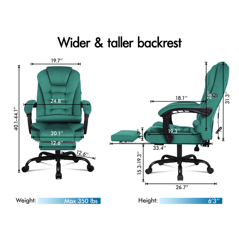 Heidlersburg Velvet Executive Chair, Green