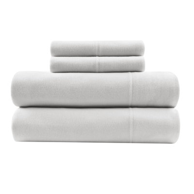 Grey Twin 3 Pcs All Season Sheet - Cotton Blend Knit, Soft Sleep Experience, Absorbent In Summer Heat Spells, Warm Winter Frost Bites, 1 Flat, Fitted, Pillowcase Sun, Chill,