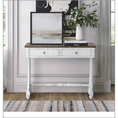 Antique White 2-drawer Console Table