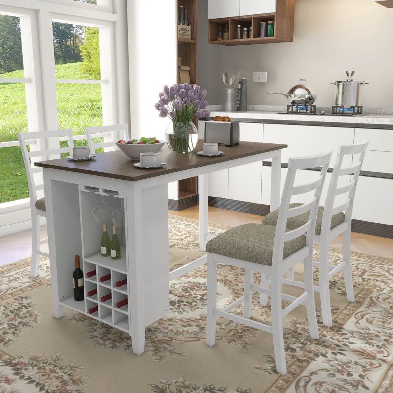 Swinney Kitchen Island Set, White/Brown