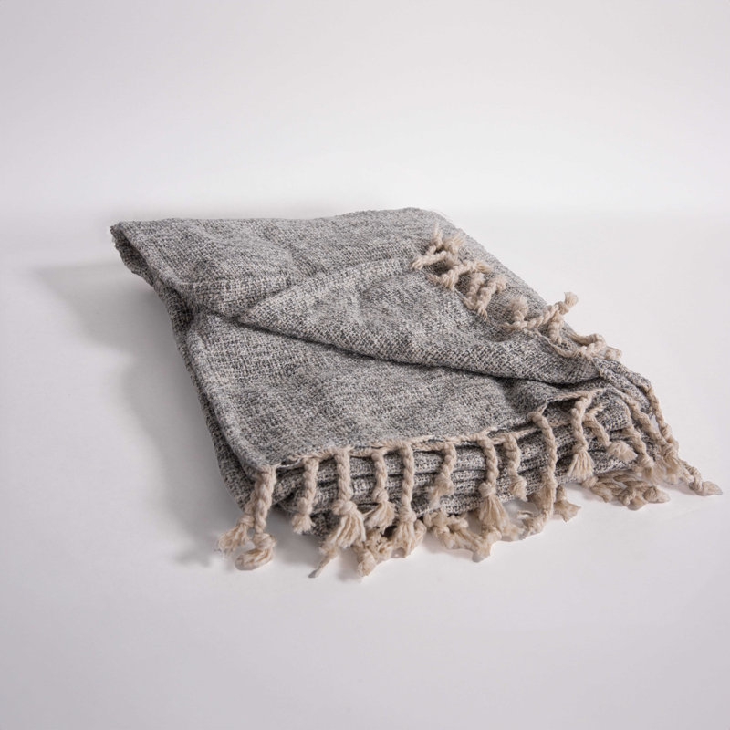 Hand Woven Throw Blanket, Gray