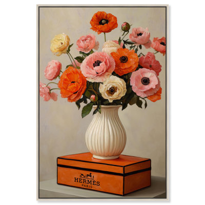 «Beautiful Floral Vase and Box», reproduction d'art sur toile par Art Remedy