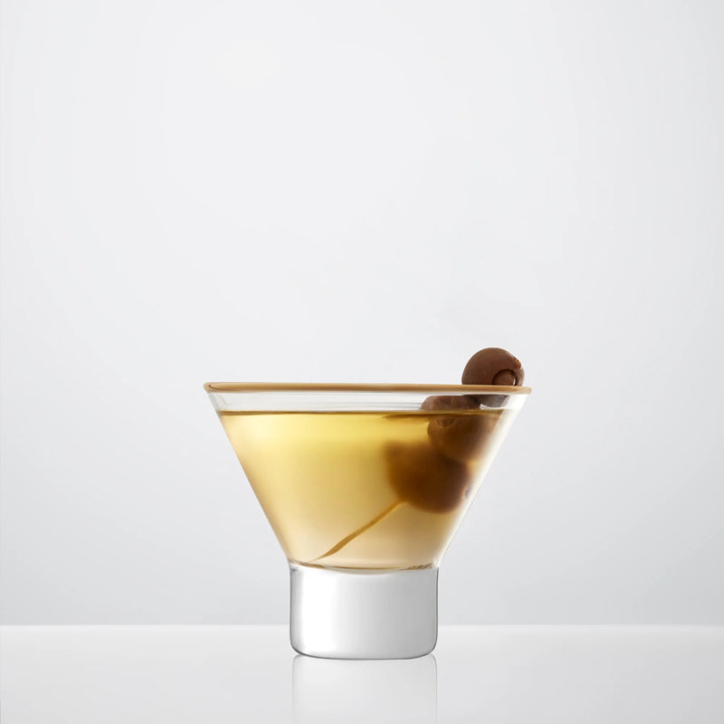Retro Gold Rim Stemless Martini Glass Set of 2 Cocktail Glasses Drinking Glasses with Elegant Barware