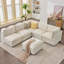 Canapé modulaire surdimensionné de 130 po avec repose-pieds modulaire en velours côtelé de 130 po, beige - sièges profonds de 32 po, 6 places, canapé-lit reconfigurable en U-2024640599