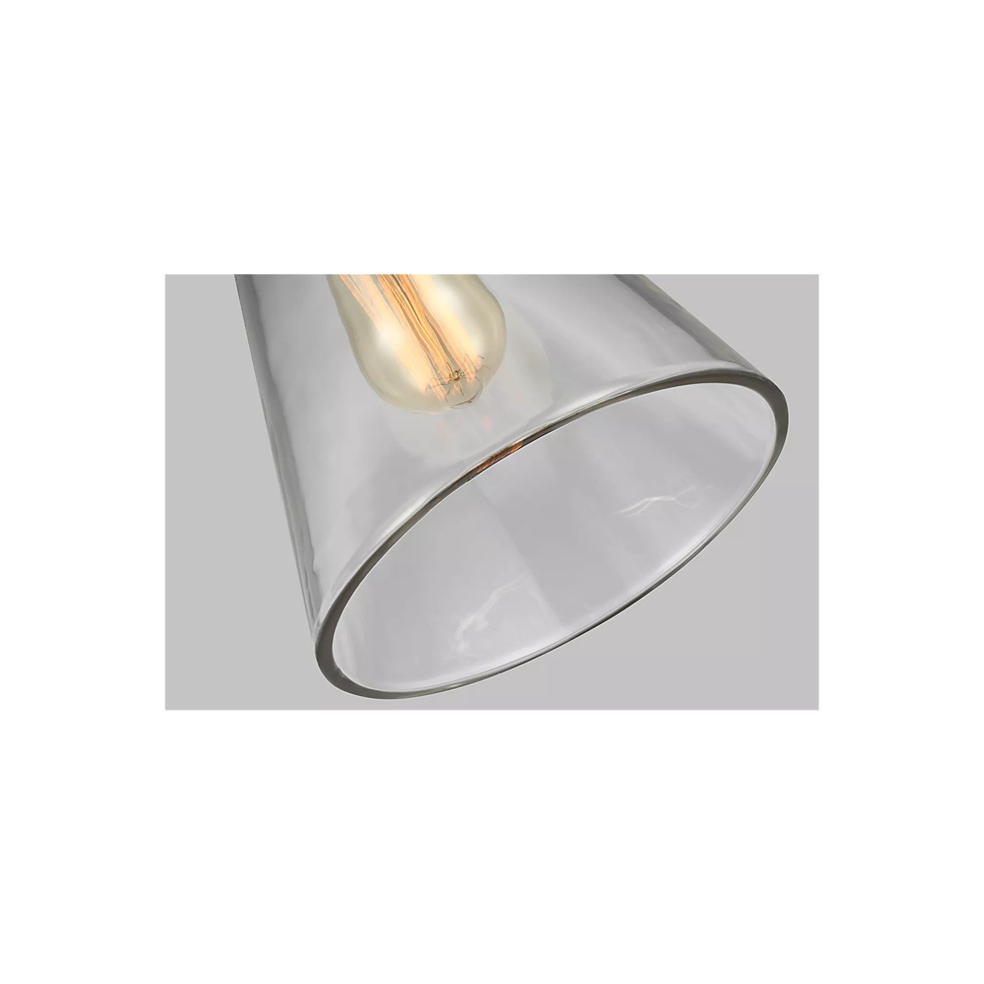Topanga Single Light Glass Dimmable Pendant, Polished Nickel, 10.75" H x 9" W x 9" D