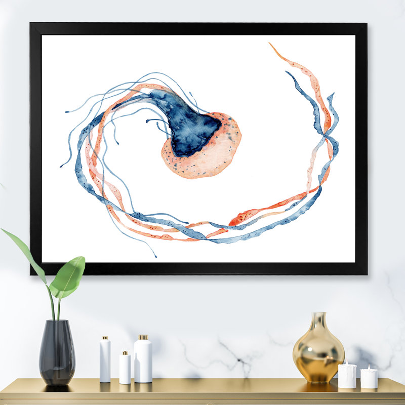 «Medusa peint sur blanc I», reproduction sur toile, H 16 po x l 32 po x P 1 po, Cadre photo noir