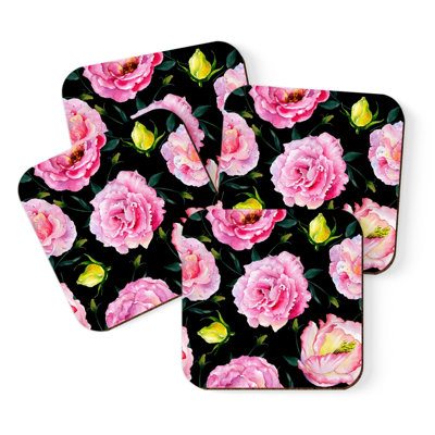 Dessous de verre à boissons carrées roses