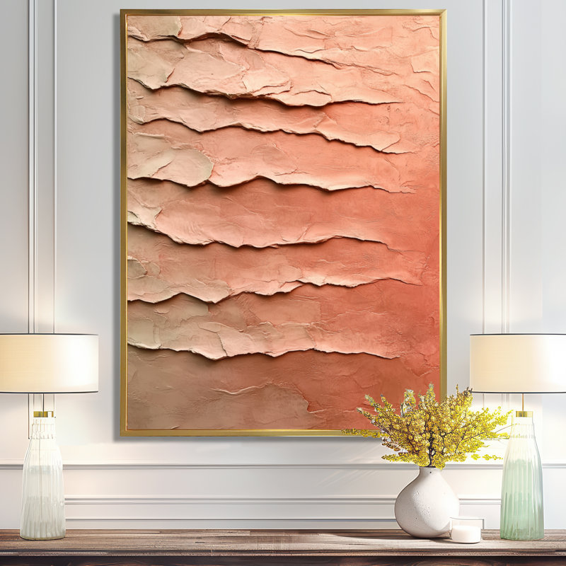 «Warm Waves Clay Texture II», art mural encadré fluide brun, H 44 po x l 34 po, Cadre flottant doré