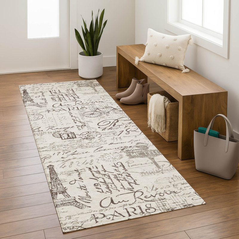 Premium Machine Washable Mayfield AMF2209 novelty Rug, 2'3" x 7'6" Runner, Linen