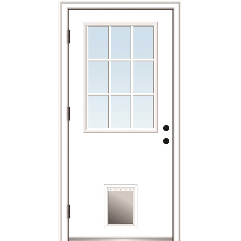 Primed Fiberglass Prehung Front Entry Door with Clear Glass