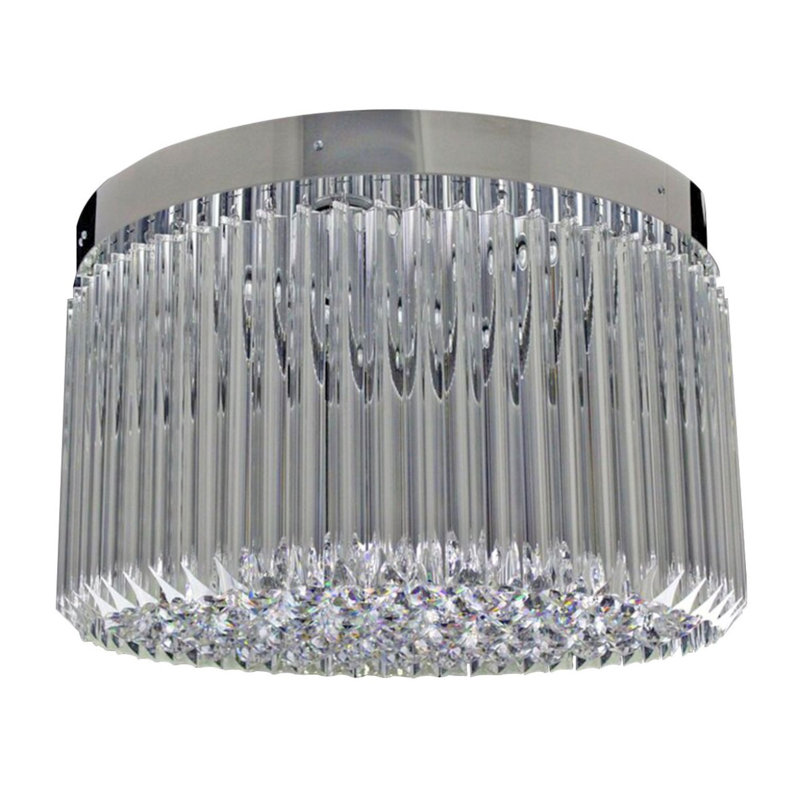 Lustre en cristal Murano Simplicity, Argenté mat, Transparent, 29" Diameter x 14" Height