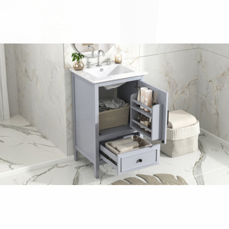 20" Bathroom Vanity with Sink, Black / Gold