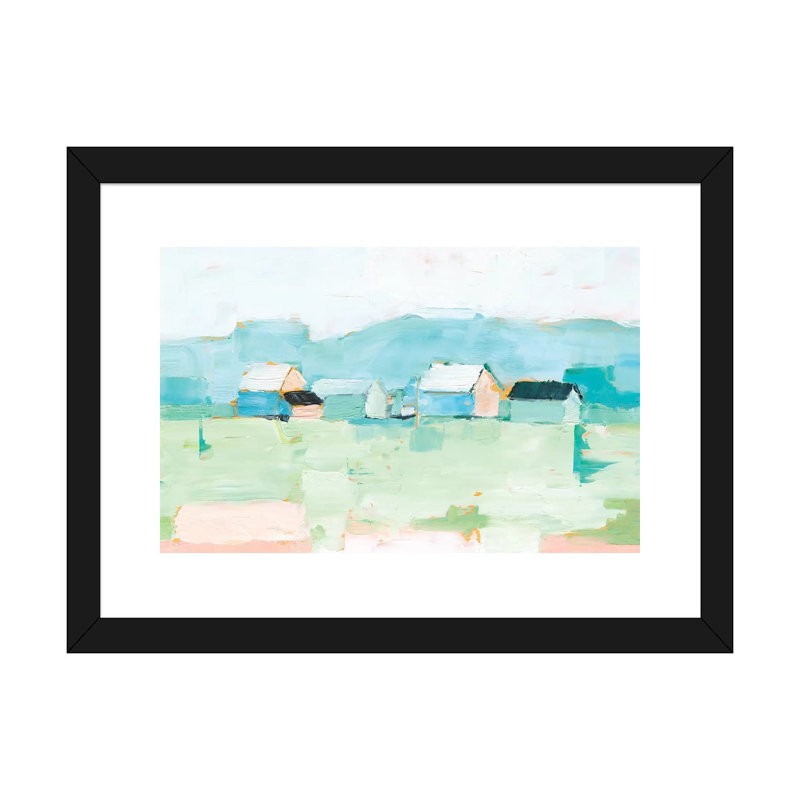 "Rurale pastel I" par Ethan Harper - reproduction d'art, H 16 po x l 24 po x P 1 po, Papier encadré noir, Blanc