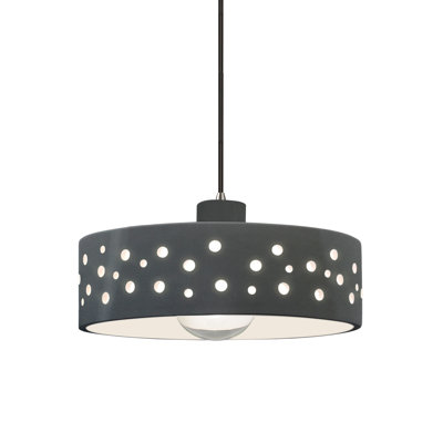 Luminaire suspendu 1 lumière Coady - Gris brillant - Bronze foncé - DEL dédiée - Cordon noir