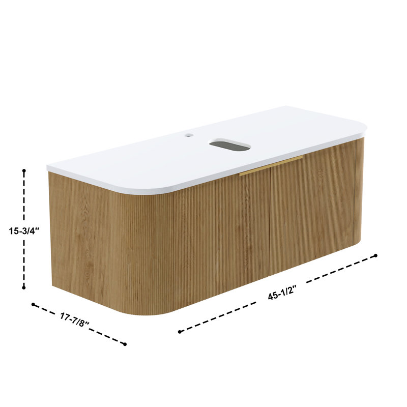 46" Single Vanity Set In Base With Sink, Oak Natural, White