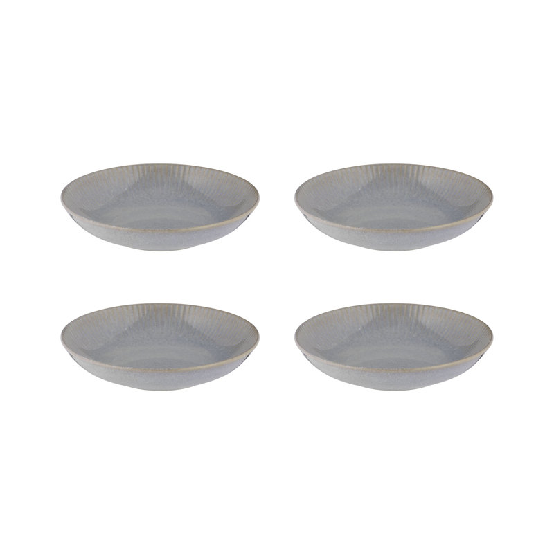 Reactive Linear Set Of 4 Pasta Bowls, Grey