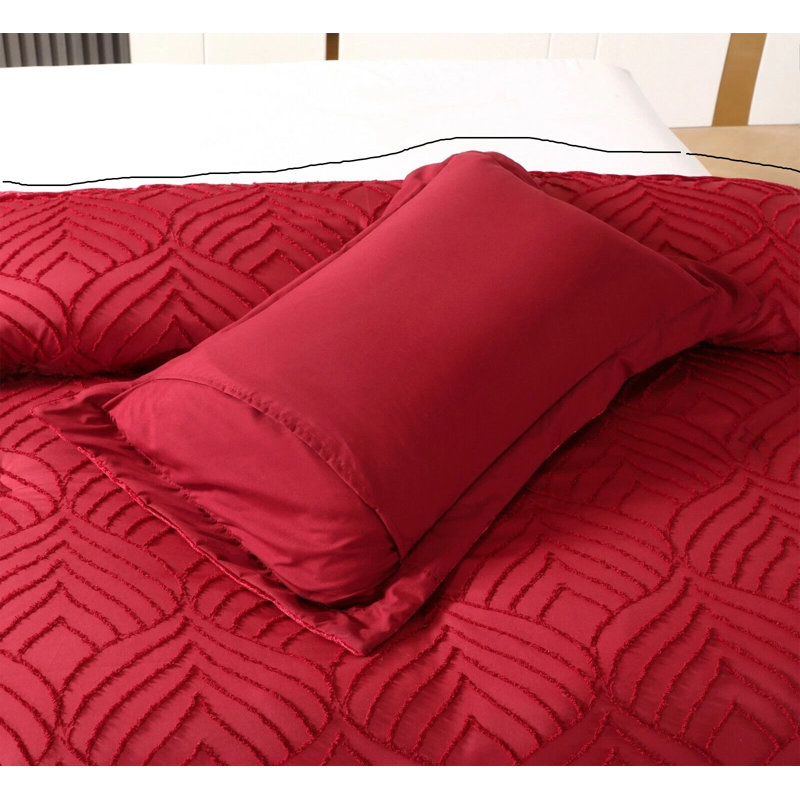 Microfiber Bedspread with Pillow Shams Included, Red, Single Bedspread + 1 Standard Sham