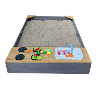 115 cm quadratischer Sandkasten Axi mit Schutzbezug