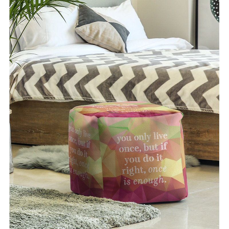 Repose-pieds cube, Vert, rose et jaune