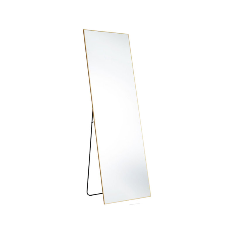 63" Gold Metal Freestanding and Wall Mount Framed Full Length Mirror