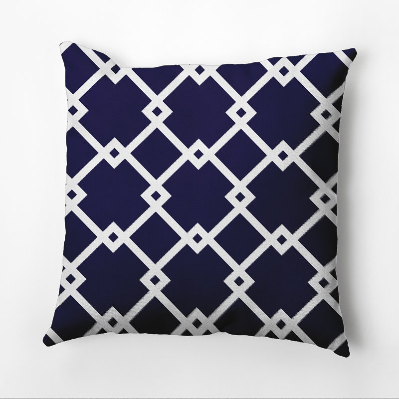 Geometric Reversible Throw Pillow, 16" H x 16" W, Navy