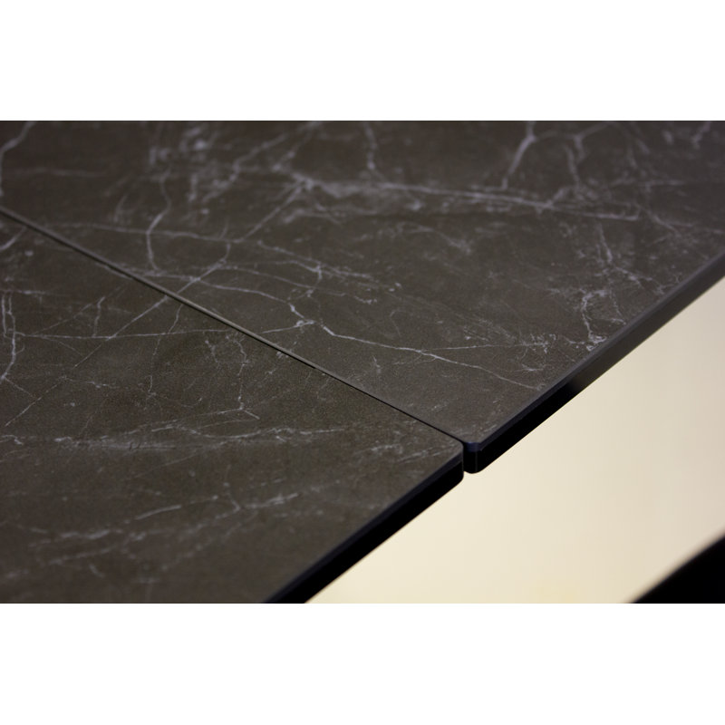 Extendable Glass Top Metal Base Dining Table