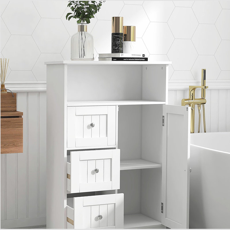 Armoire de rangement pour salle de bain avec 3 tiroirs et 1 porte