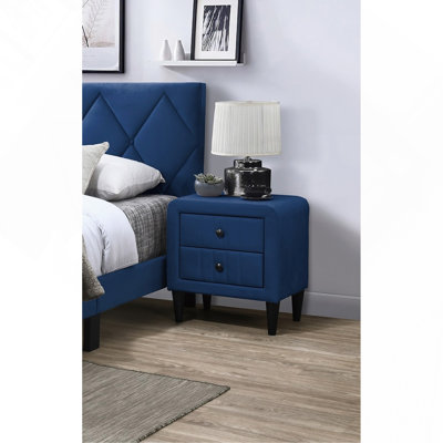 Velours magnifique table de chevet 1pc table de chevet 2X tiroirs meubles de chambre design élégant